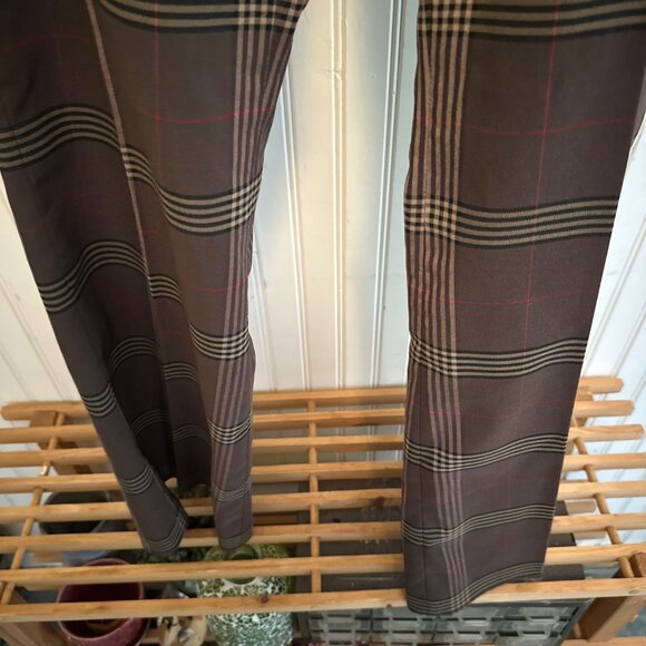 Vintage 90s Womens Brown Plaid boot cut Pants Size 10 By Bay - Picture 8 of 9